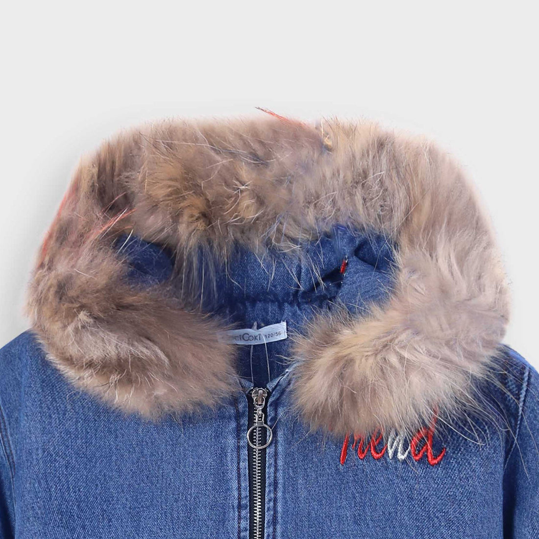 Girls Premium Quality Long Denim Jacket with Fur Lined Cap