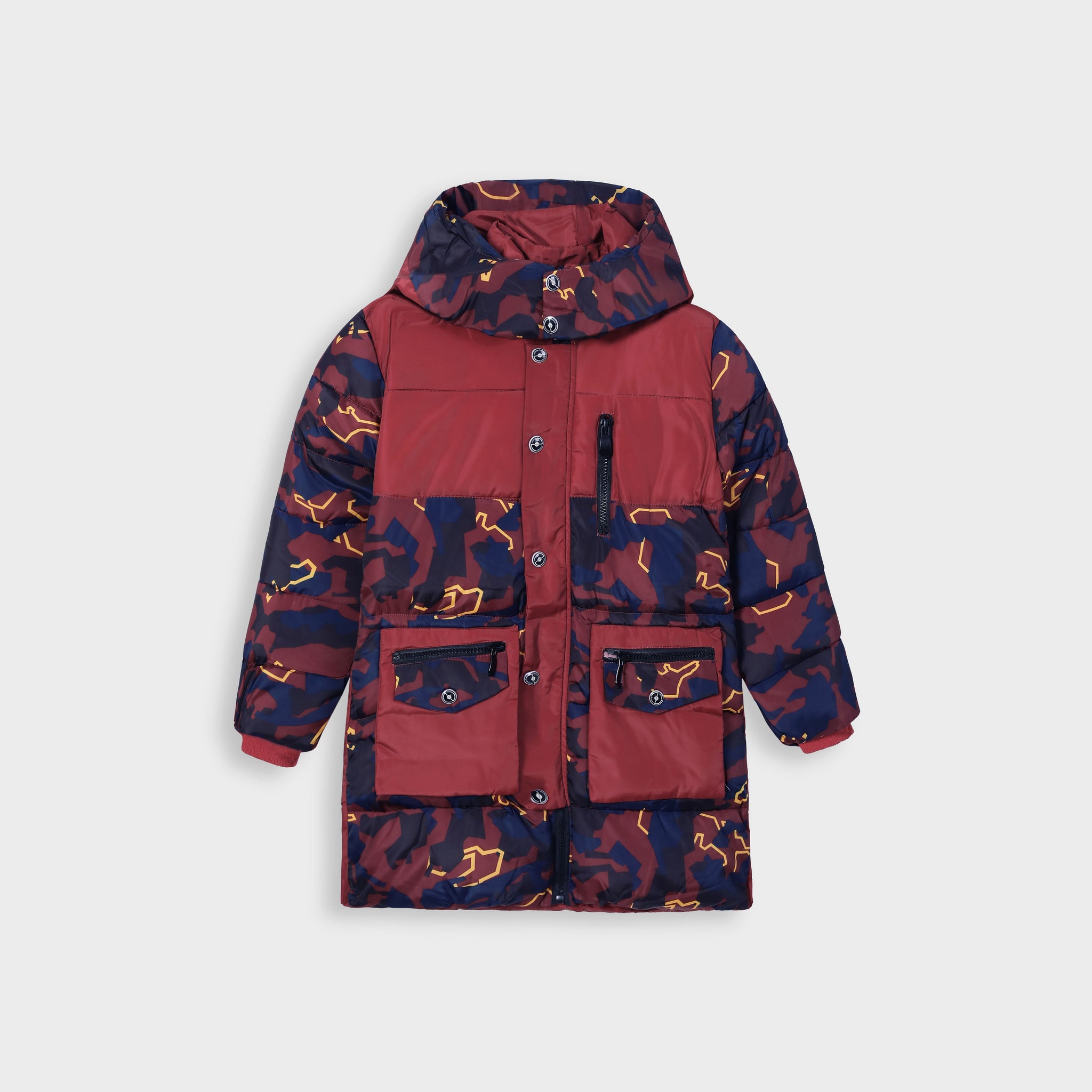 Premium Quality Printed Panel Long Quilted Jacket For Girls