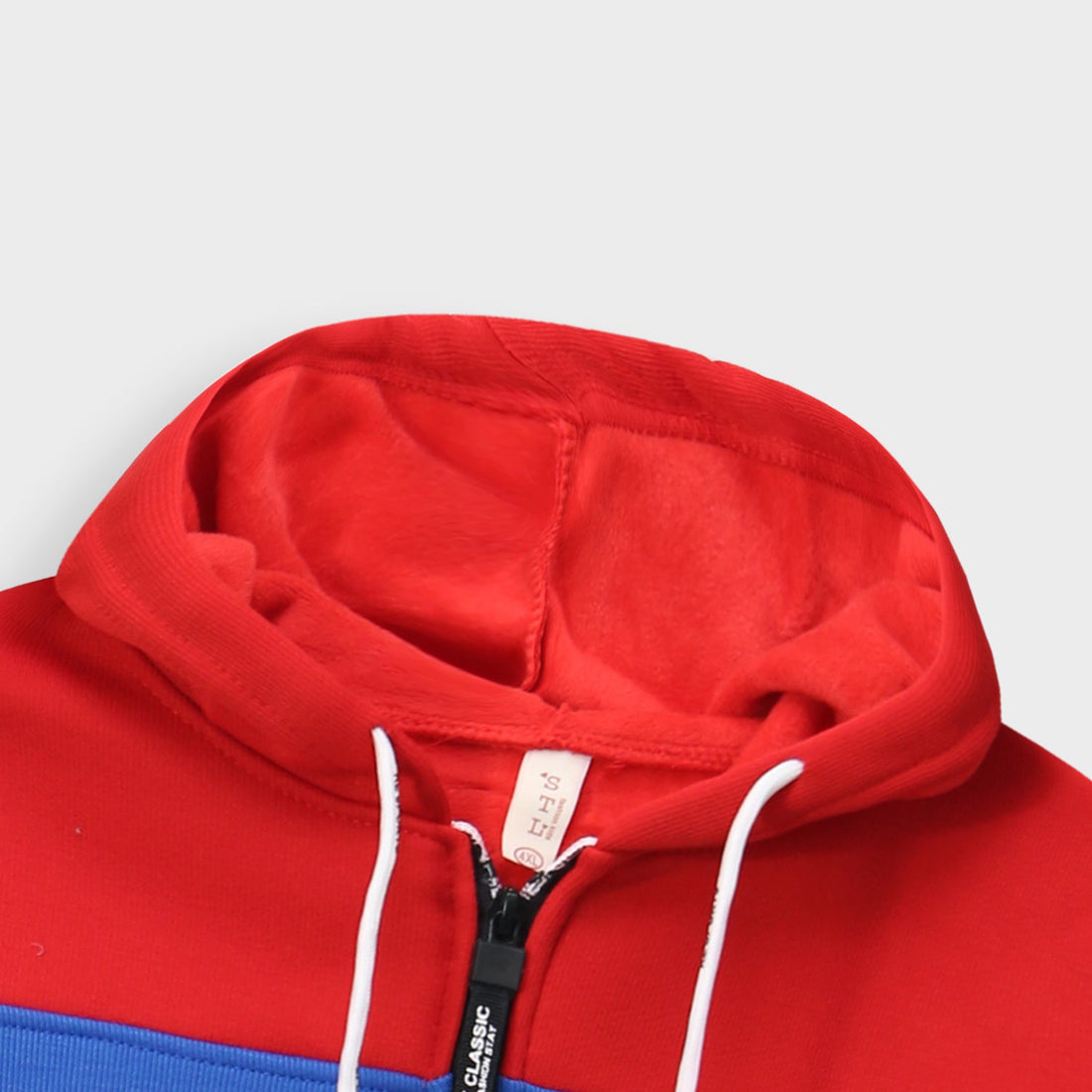 Kids Printed Printed Panel Fleece Red Zipper Hoodie