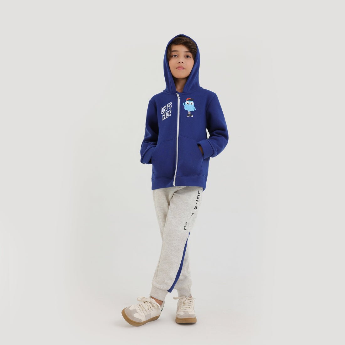 Premium Quality Soft Cotton Graphic Fleece Zipper Hoodie Suit For Kids