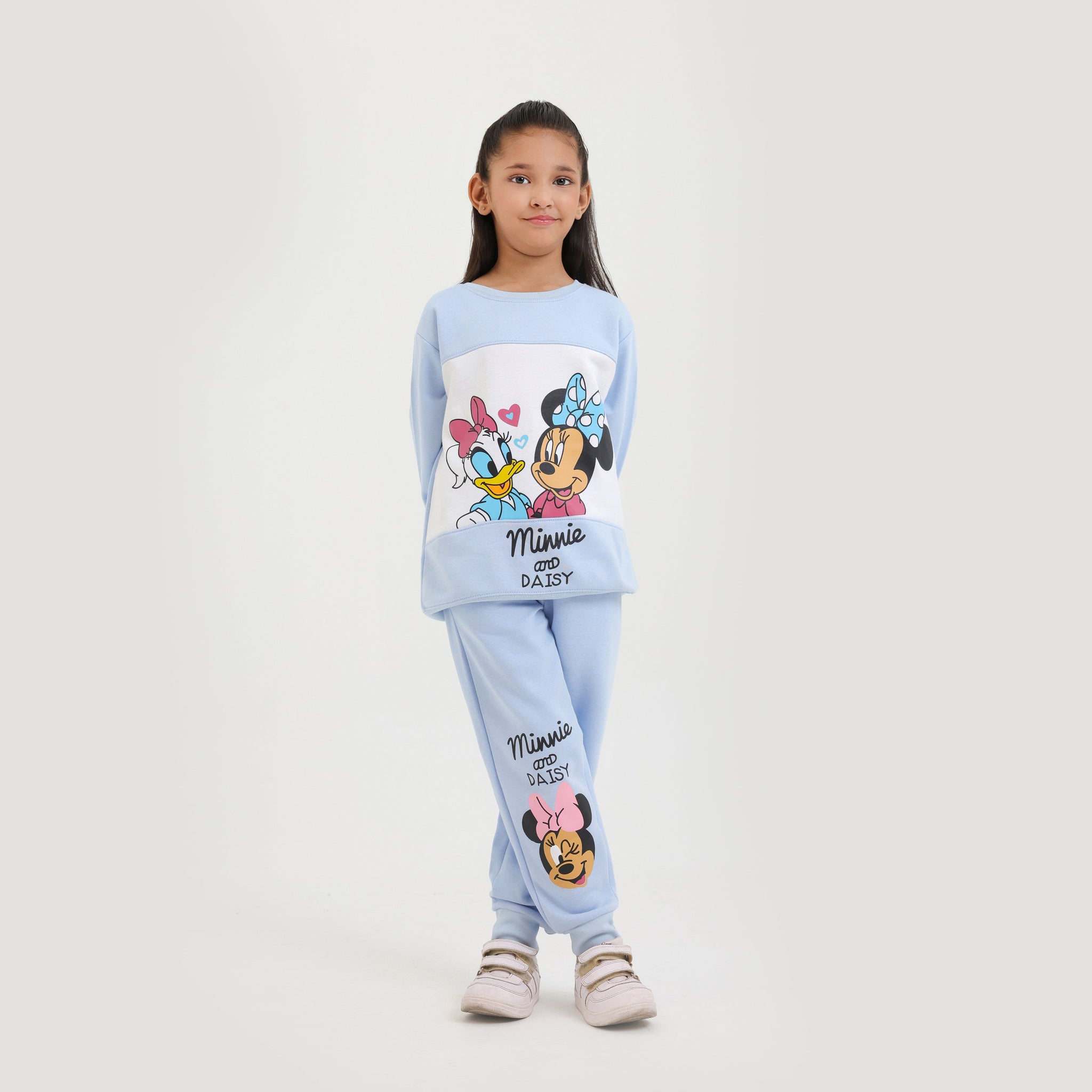 Premium Quality Soft Cotton "Minnie & Daisy" Printed Fleece Sky Suit For Girls