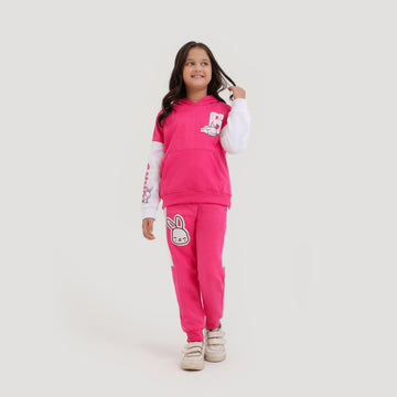 Girls Premium Quality Cut & Sew Graphic Fleece Panel TrackSuit