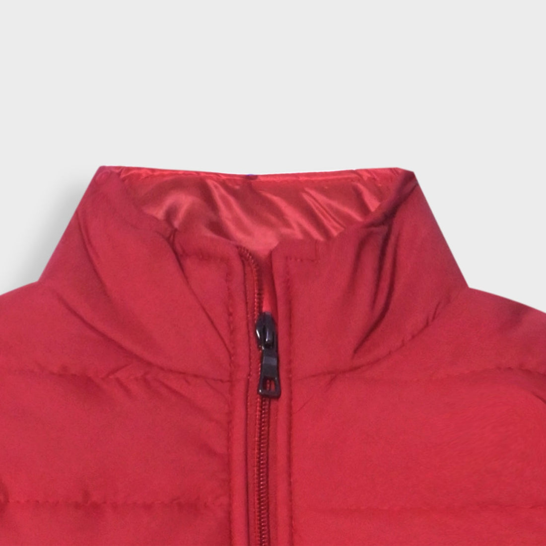 Kids Premium Quality Long Sleeve Red Mock Neck Puffer Zipper Jacket