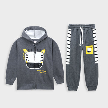 Premium Quality Soft Cotton Graphic Fleece Zipper Hoodie Suit For Kids