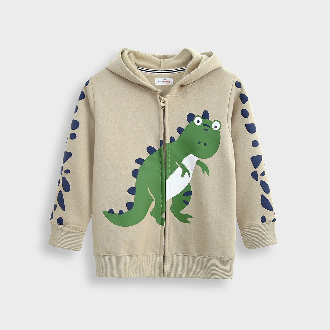 Kids UNISEX "Dino" Printed Fleece Zipper Hoodie