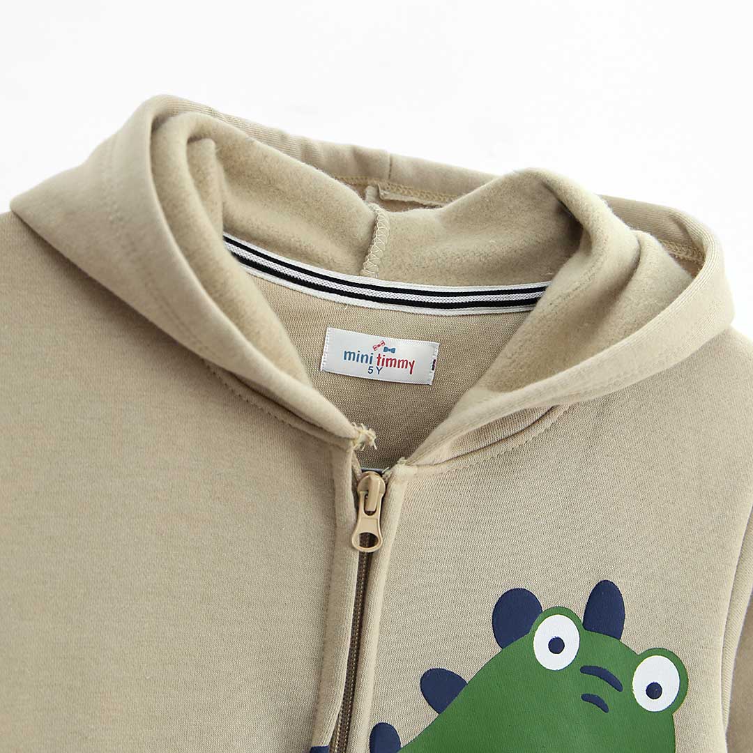 Kids UNISEX "Dino" Printed Fleece Zipper Hoodie